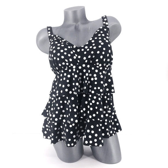 Swim Solutions Other - Swim Solutions | Polka Dot Tiered Ruffle Tankini